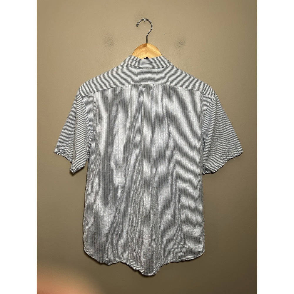 Polo Ralph Lauren Shirt Mens Classic Fit Seersucker Stripe Blue Pink Pony Large - Picture 3 of 6